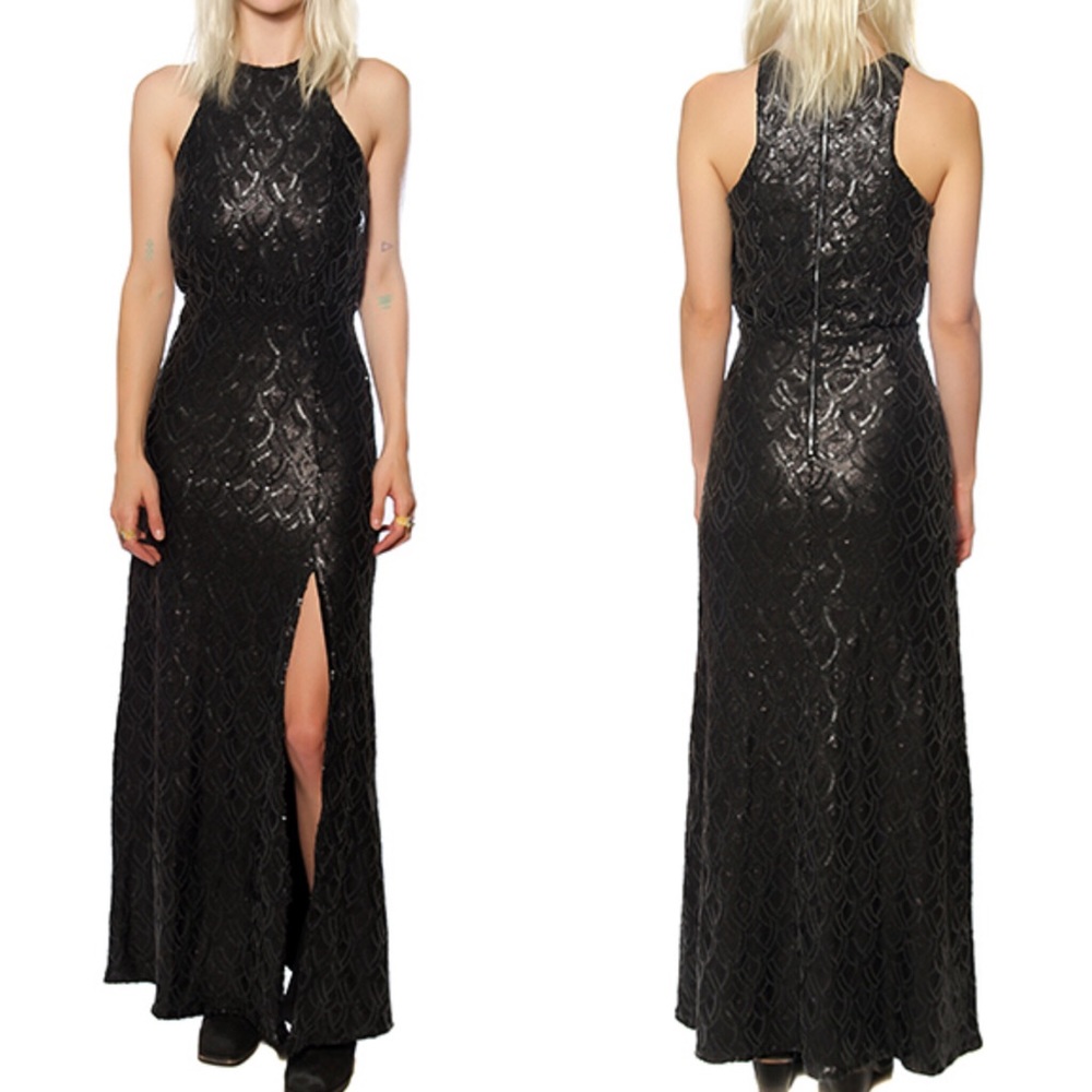Line and Dot Kirsten Sequin slit Maxi Dress S